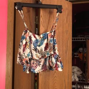White floral two piece outfit never worn